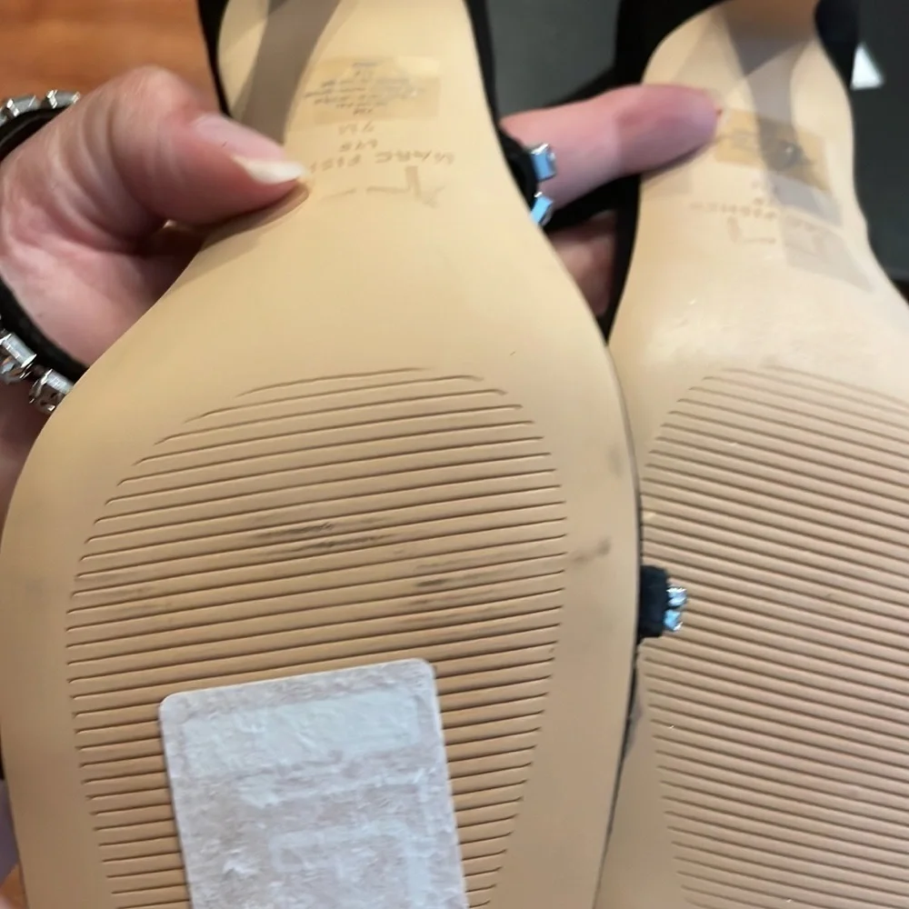 NWT MARC FISHER HEELS BLACK SUEDE WITH FAKE DIAMONDS ALL ACROSS SIZE Womens 7‌‌‍ - Picture 9 of 11